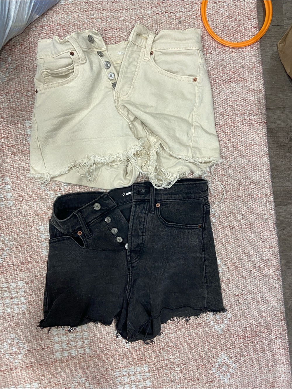 Old Navy Frayed High-Rise Denim Shorts — Black & Cream (2-Pack)